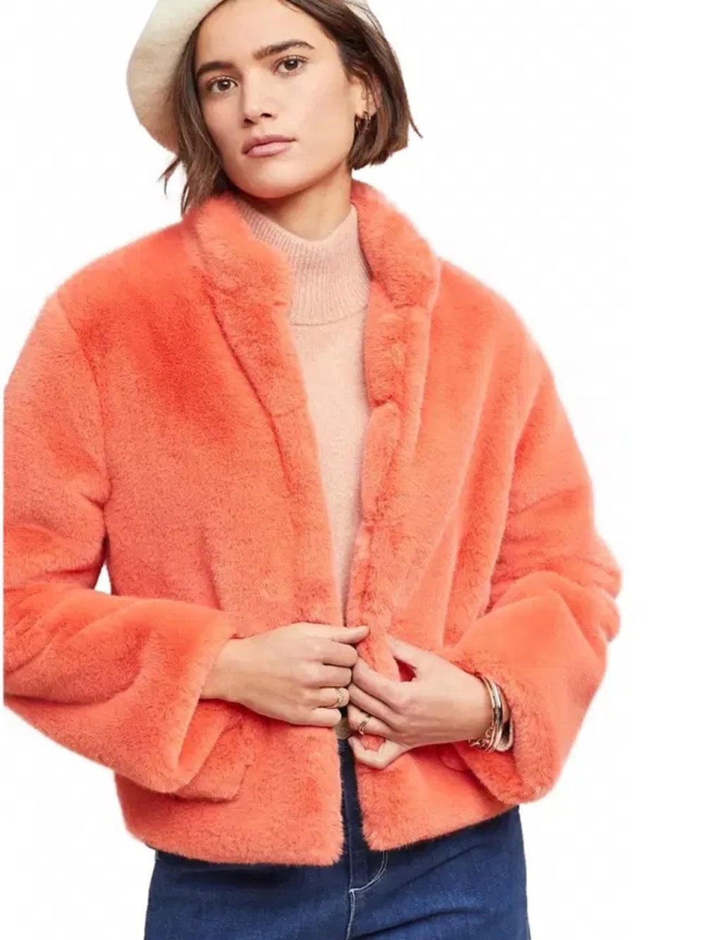 Anthropologie dRA Mango Faux Fur Jacket